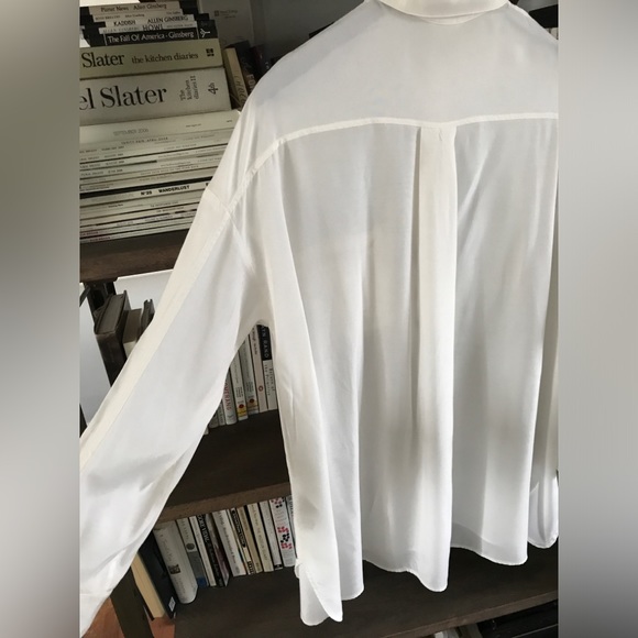 EUC Nap Loungewear White Dolphin Hem Oversized Collared Lounge Shirt M - Picture 11 of 16